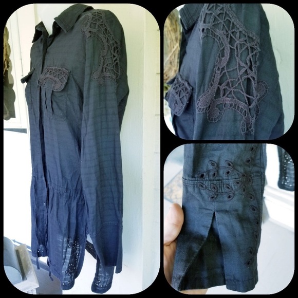 Da-Nang Vtg Surplus Eyelet Battenburg Tunic Top. Size S. - Picture 3 of 7